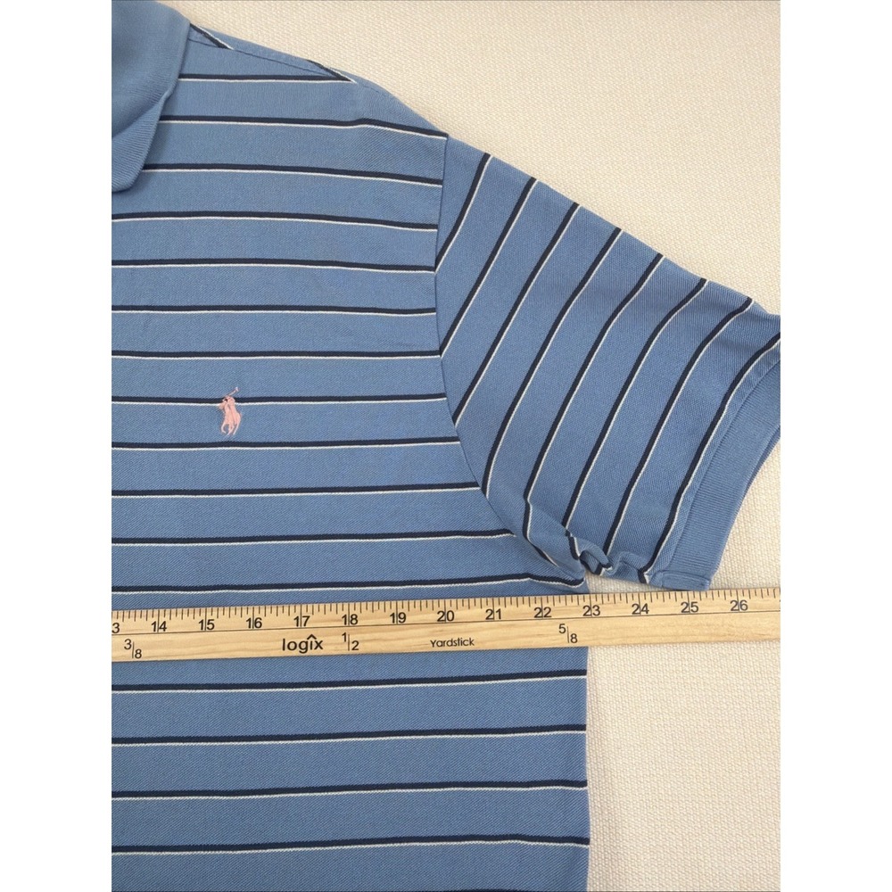 Polo by Ralph Lauren Men's Shirt XL Blue Striped Preppy Pink Pony Golf Casual‎ - Picture 3 of 9